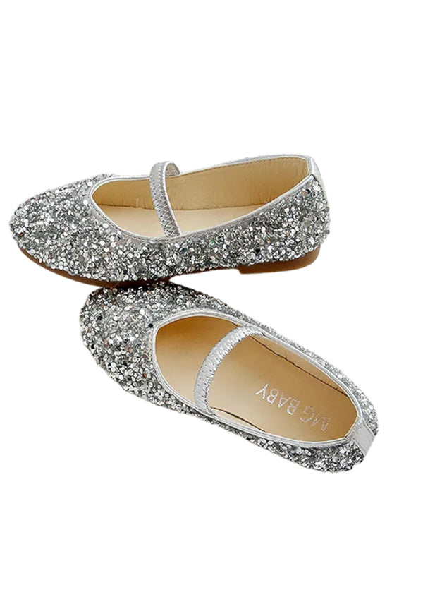 Glitter Ballet Flats in Silver