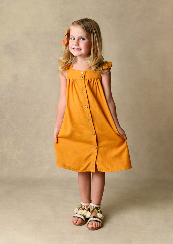 GOLD LINEN DRESS