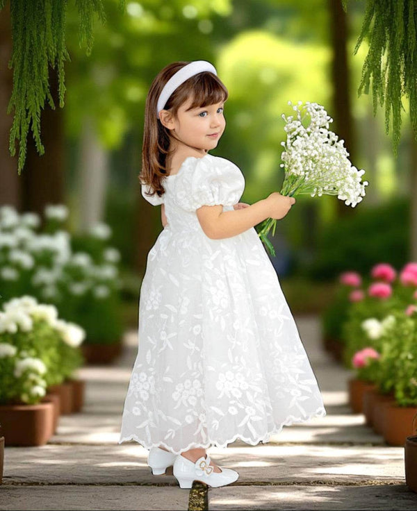 Grace Sweetheart White Lace Baptism Flower Girl Dress