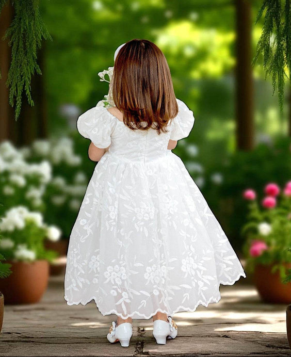 Grace Sweetheart White Lace Baptism Flower Girl Dress