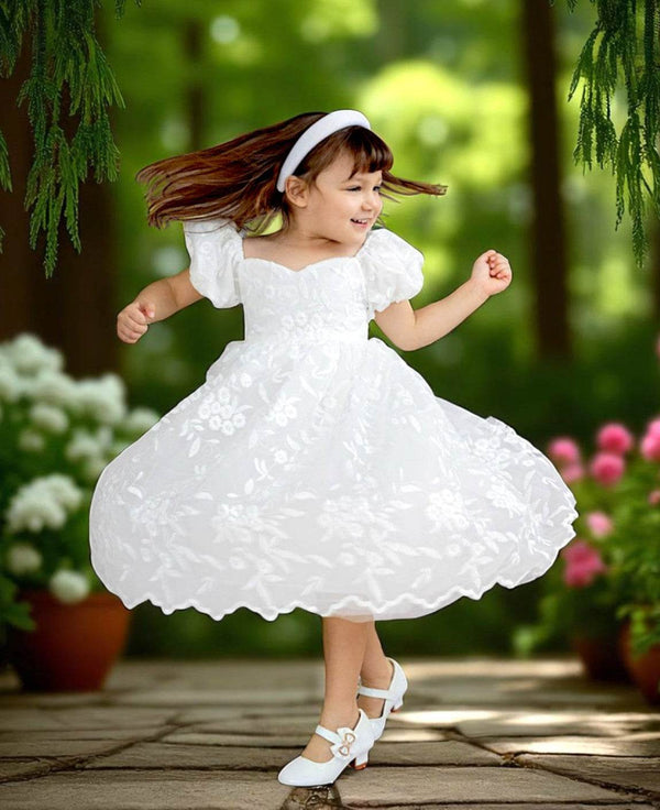 Grace Sweetheart White Lace Baptism Flower Girl Dress