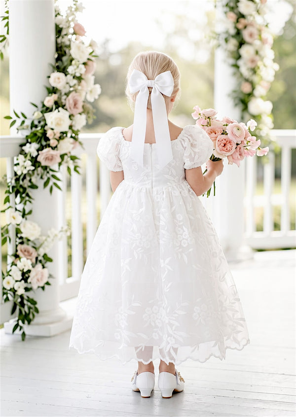 White Embroidered Lace Flower Girl Dress | Flower Girl Dresses