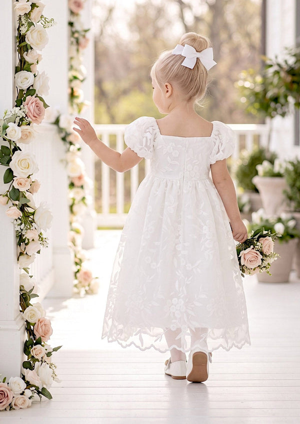 White Embroidered Lace Flower Girl Dress | Flower Girl Dresses