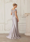 Gray Satin Mother‑of‑the‑Bride Gown | Elegant Beaded Bodice