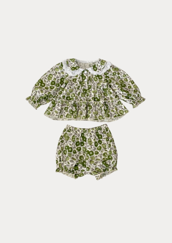 Margie Bloomer Set in Deep Olive Floral