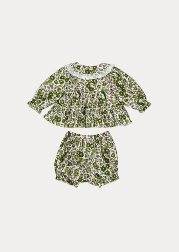 Margie Bloomer Set in Deep Olive Floral