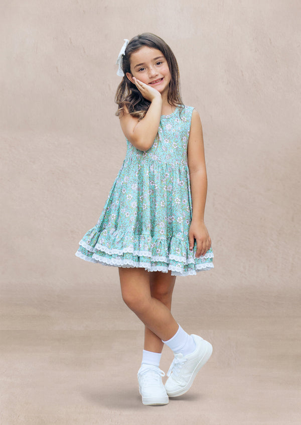 Tilda Dress in Green Print