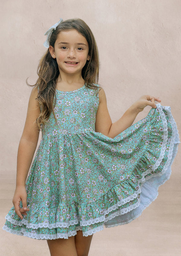 Tilda Dress in Green Print