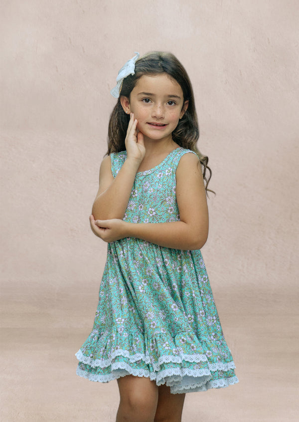 Tilda Dress in Green Print