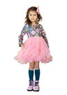 Girls pink twirl dress with flounce skrt