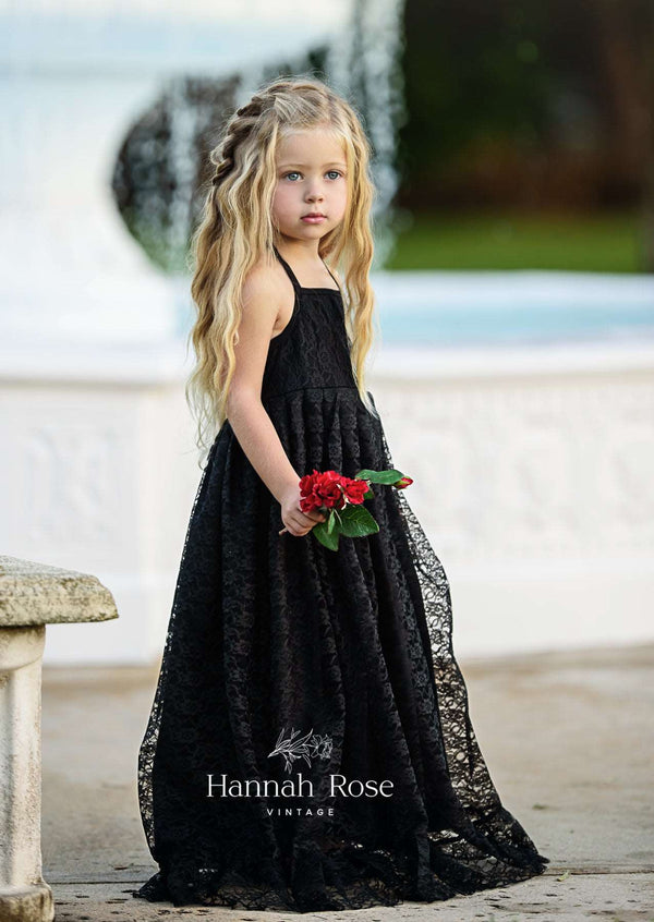 black lace flower girl dresses