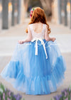 Dusty Blue Flower Girl Dress back view