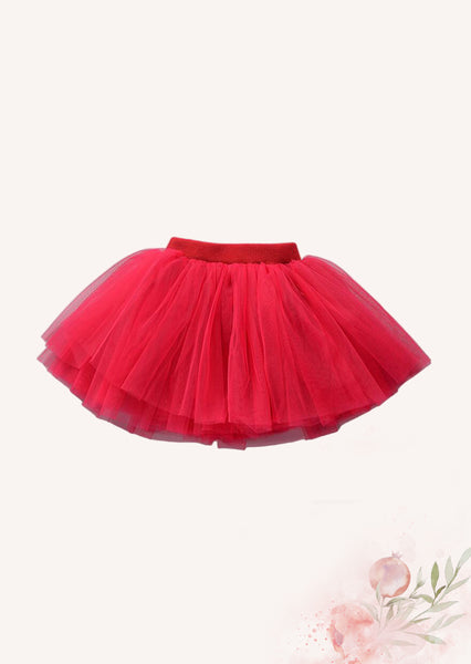 Girls Red Tulle Tutu Skirt -  5 / Red