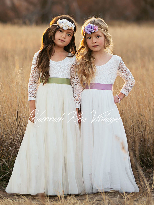 white and ivory flower girl dresses