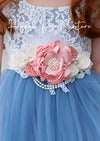 Sleeveless Boho Flower Girl Dress With Rose Sash for Classic, Beach, Destination Weddings