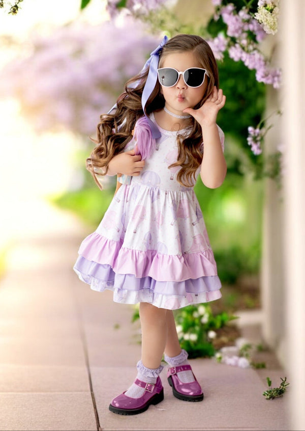 toddler birthday dress in pink and lavender