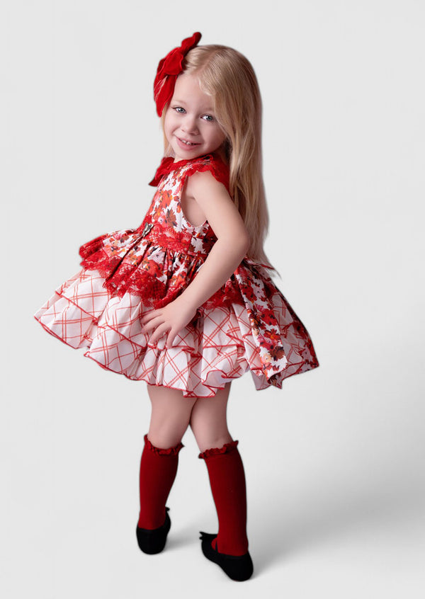 Classic Red Floral Dress