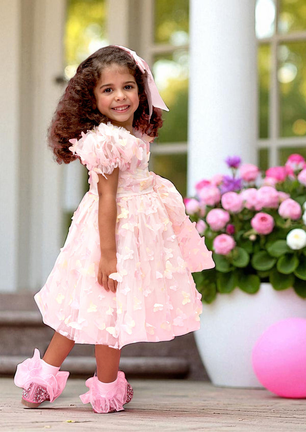 Zaya Pink & Yellow Butterflies Party Dress