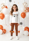 Halloween Orange Black Stripe Leggings