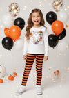 Halloween Orange Black Stripe Leggings