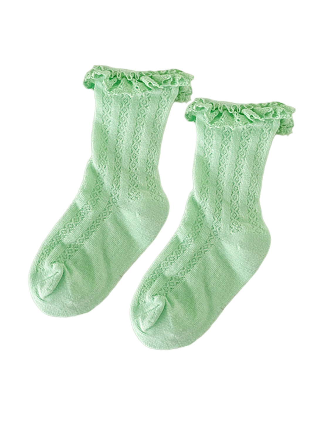 Girls Green Lace Top Midi Socks