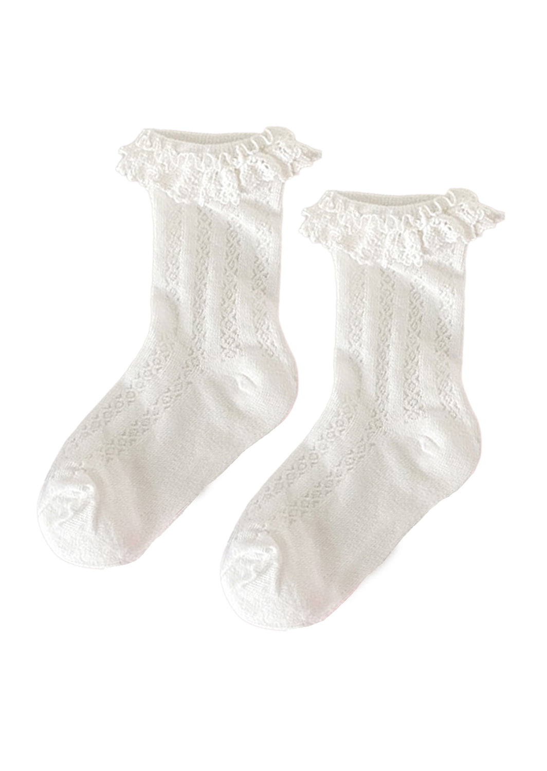 girls white lace top midi socks