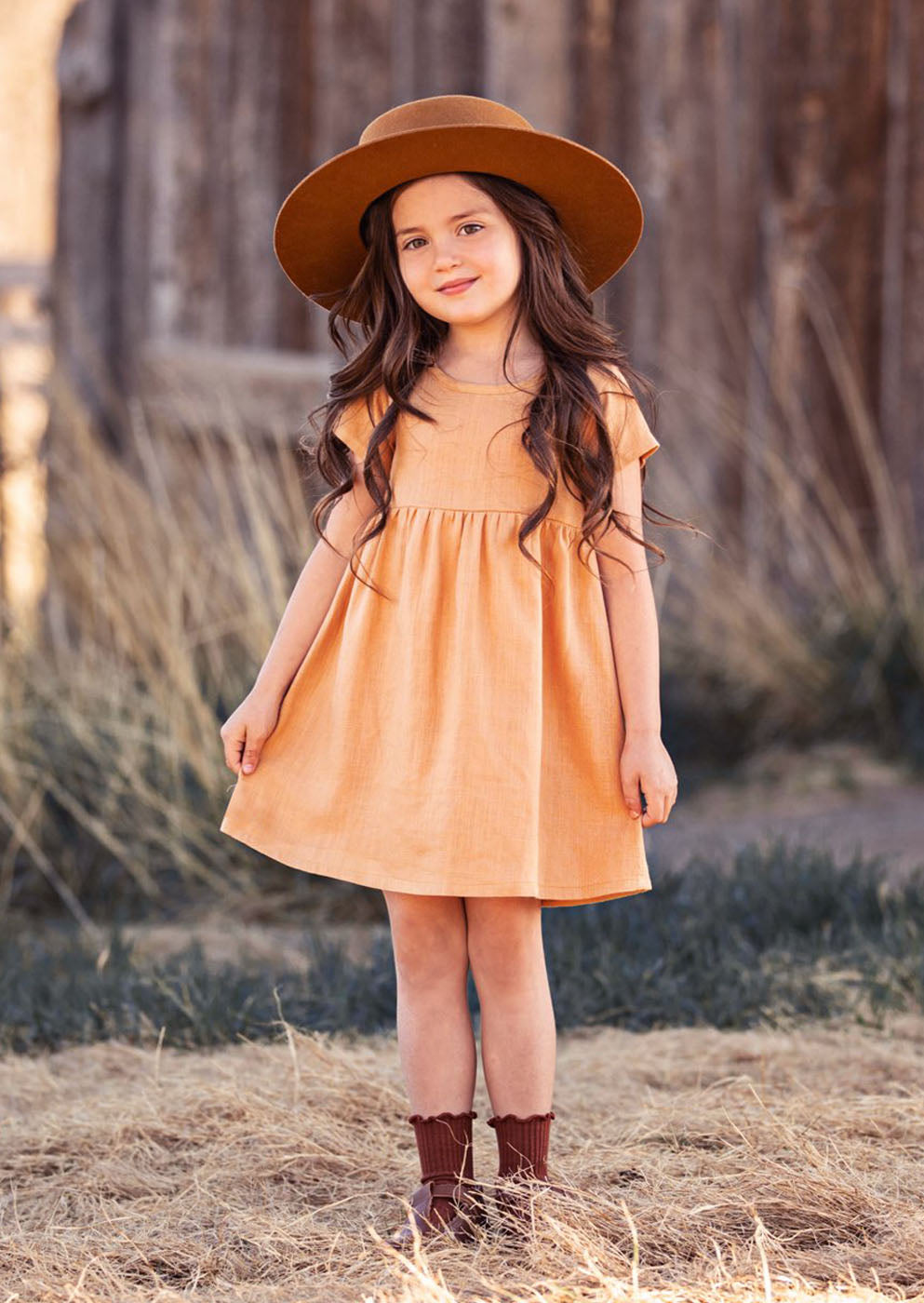 Organic Cotton Linen Dress in Desert Sand