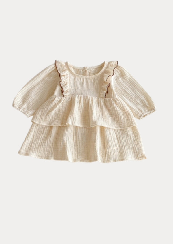Hazel Textured Cotton Dress in Cream