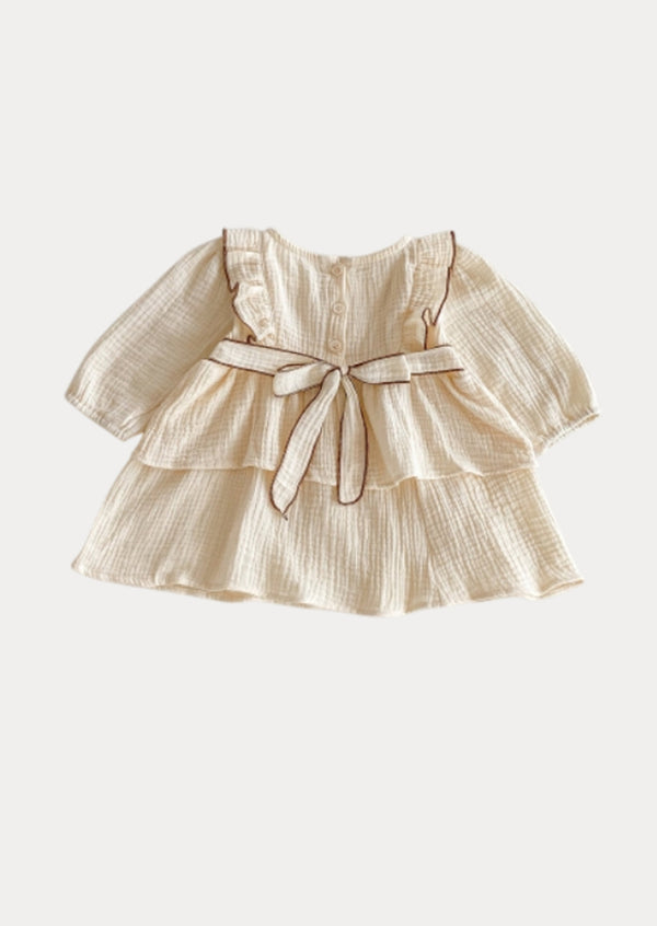 Hazel Textured Cotton Dress in Cream