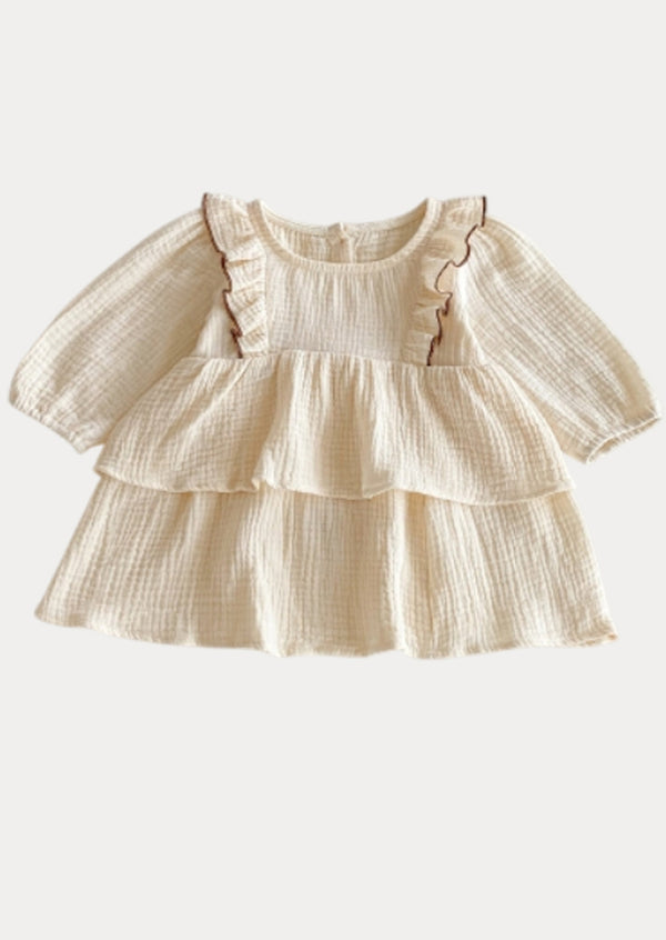 Hazel Textured Cotton Dress in Cream