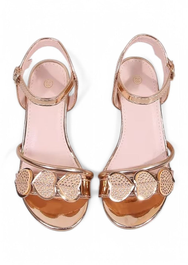 Metallic Hearts Sandals with Heels