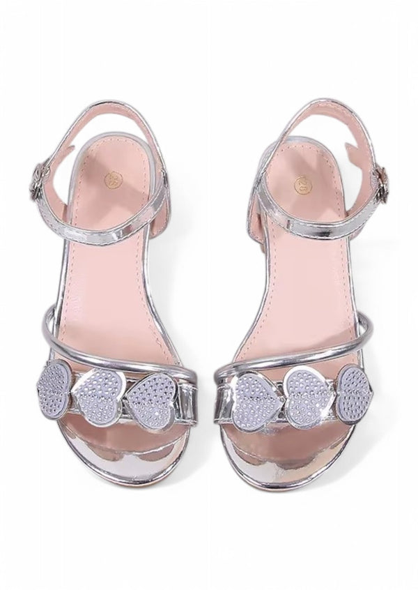 Metallic Hearts Sandals with Heels