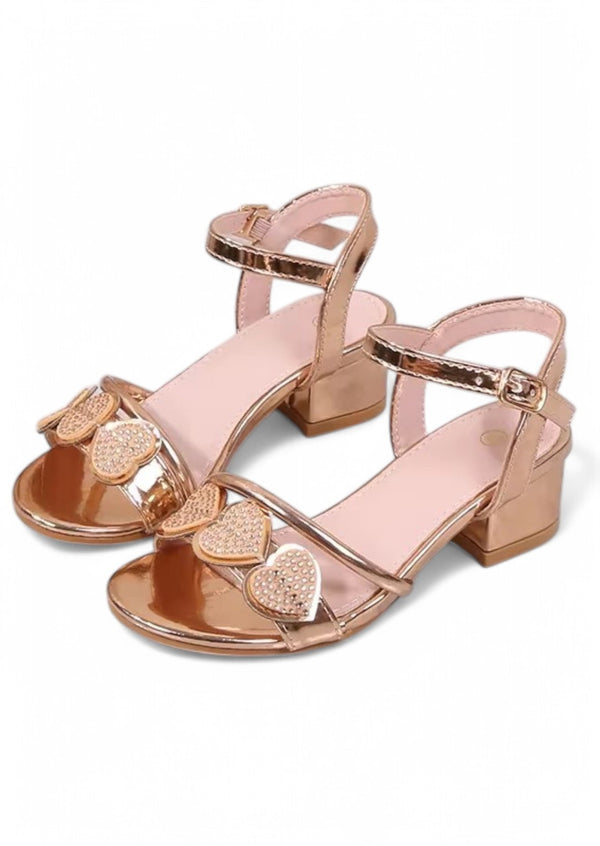 Metallic Hearts Sandals with Heels