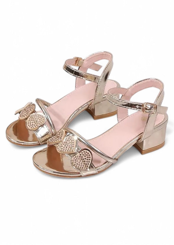 Metallic Hearts Sandals with Heels