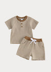 Boys Henley Beach Set - Shirt & Shorts in Khaki