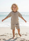 Boys Henley Beach Set - Shirt & Shorts in Khaki
