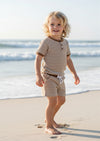 Boys Henley Beach Set - Shirt & Shorts in Khaki