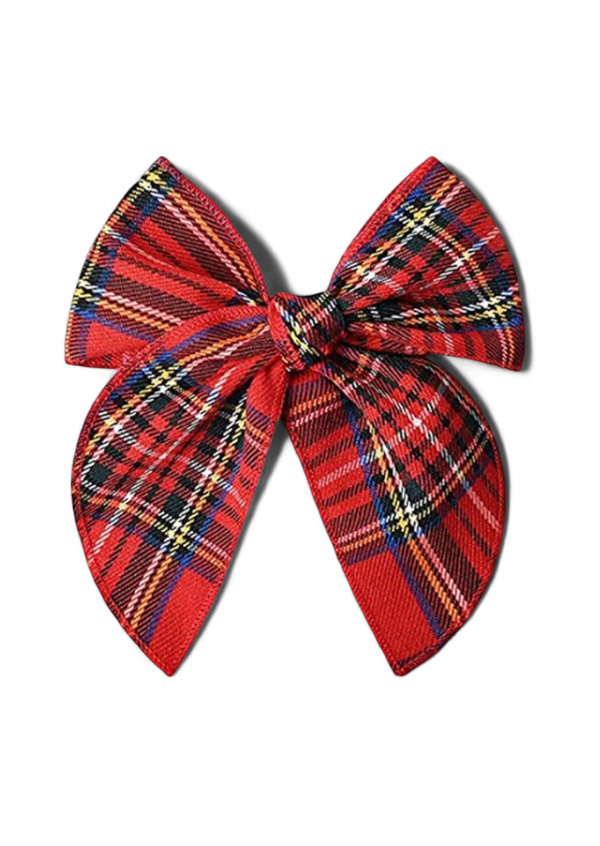 Red Plaid Christmas Hair Bow