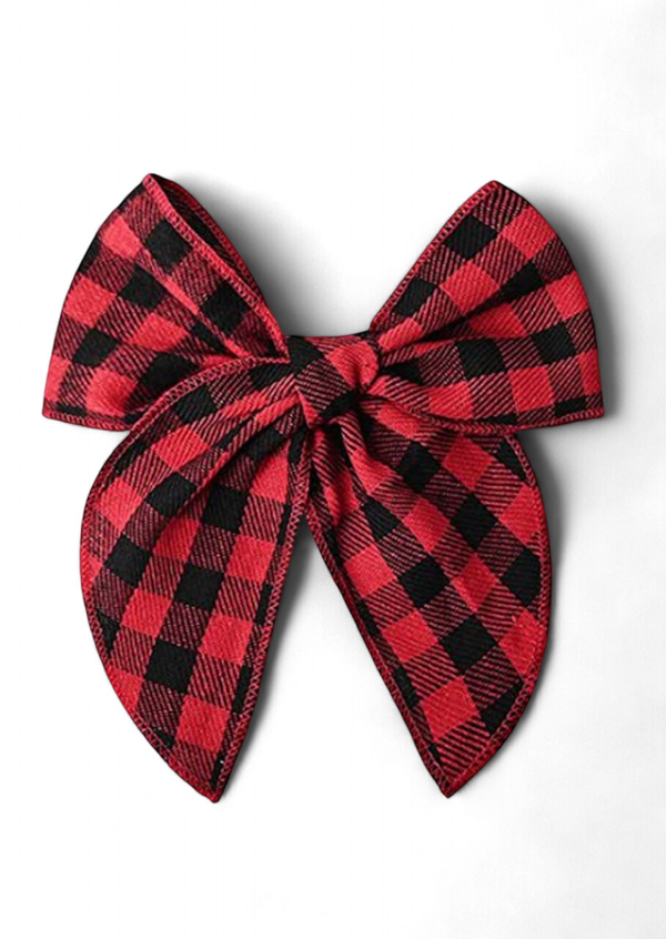 Red Black Check Christmas Fable Bow