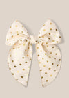 Cream Gold Star Christmas Hair Bow