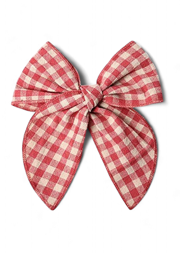Red Check Christmas Fable Bow