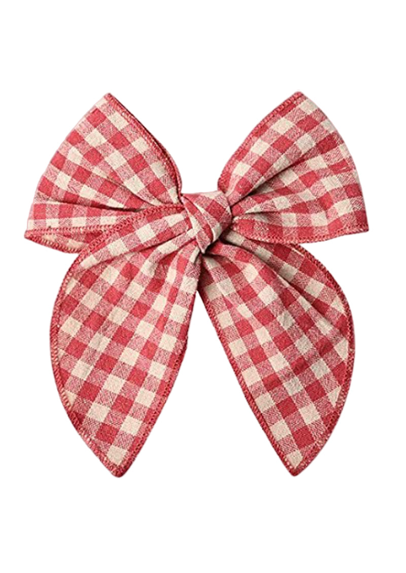 Red Christmas Check Christmas Bow