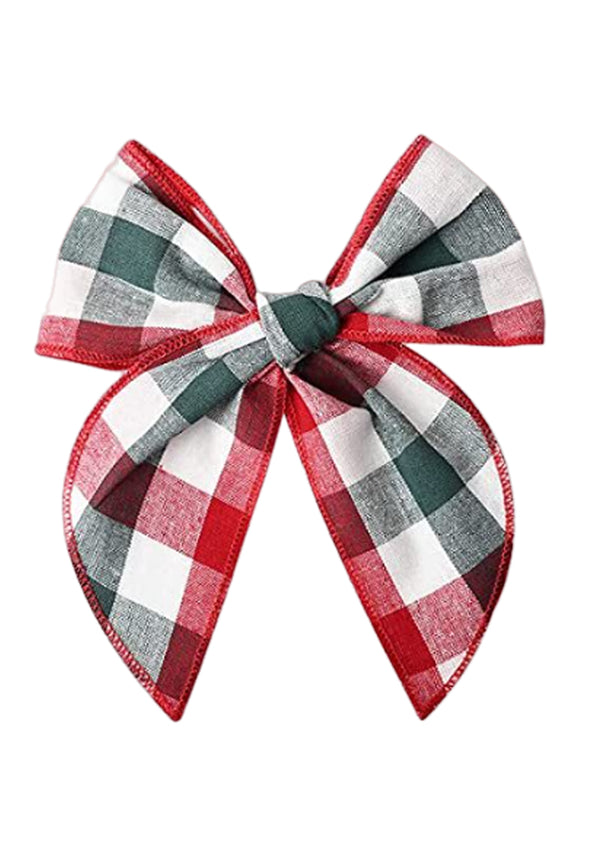 Red Green Plaid Christmas Hair Bows