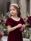 Holly Wishes Girls Velvet Dress in Burgundy | Girls Christmas Dress