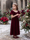 Holly Wishes Girls Velvet Dress in Burgundy | Girls Christmas Dress