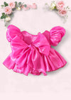 Mirabelle Puff Sleeve Baby Romper in Hot Pink