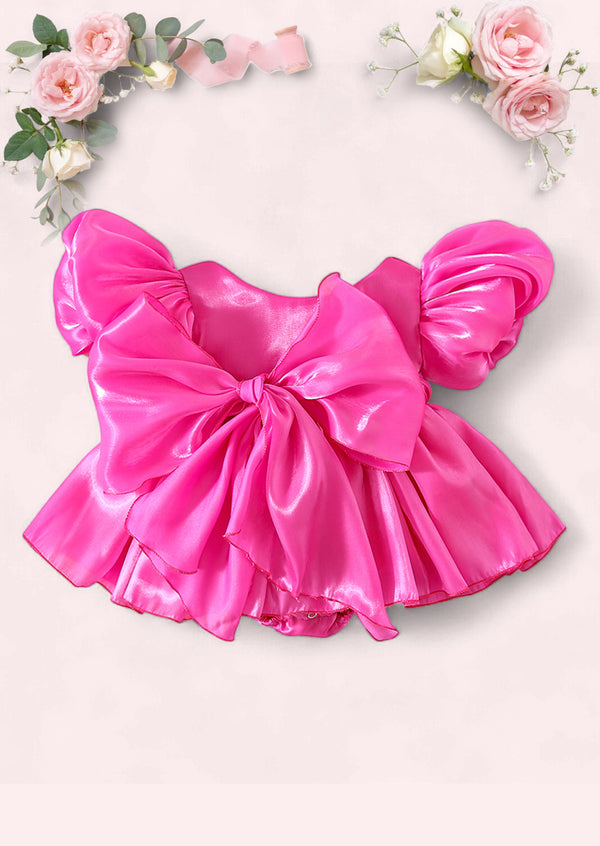 Fancy Fuchsia Baby Girl Romper Dress – Toddler Party & Special Occasion Outfit