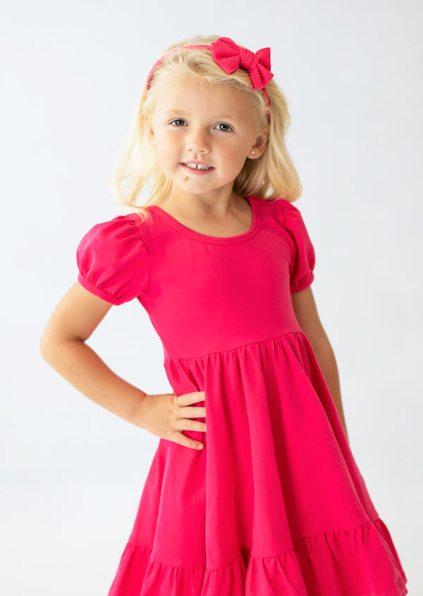 little girls hot pink twirl dress
