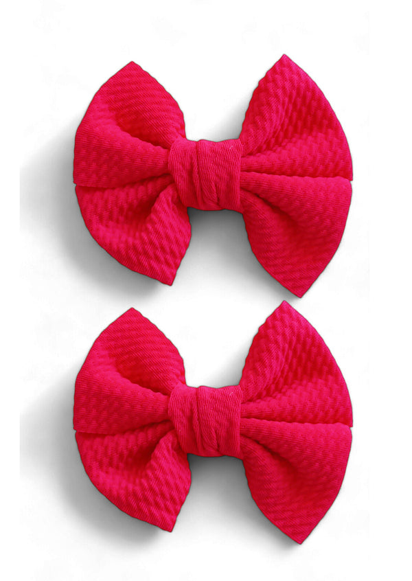 Girls Textured Fabric Bow in Hot Pink