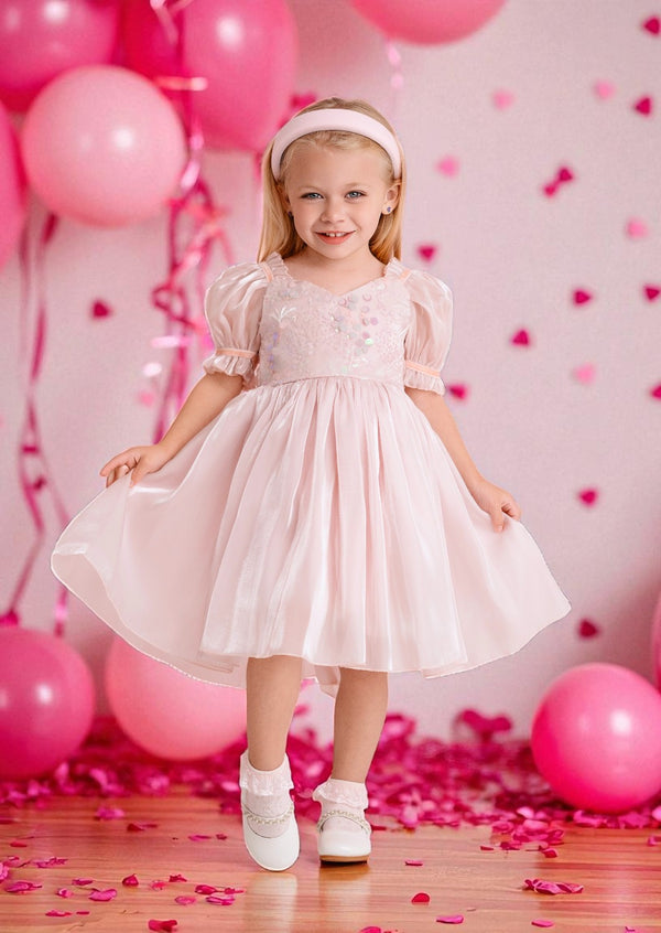 girls sequin party dress in pink